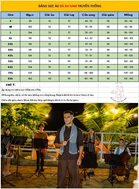 Bộ áo bà ba nam phối áo phi đỏ + Quần phi trắng - Có bộ bà ba Bigsize
