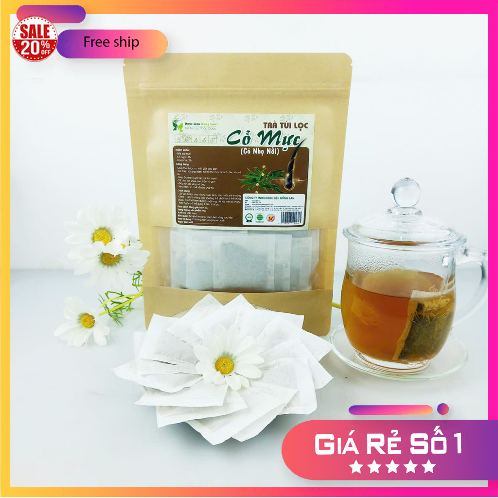Trà Túi Lọc Cỏ Mực (Cỏ Nhọ Nồi) túi zip 90g - Giúp Bổ thận mát gan, ổn định huyết áp, lợi tim mạch, hỗ trợ điều trị rụng tóc, diệt khuẩn, tiêu viêm, ức chế ung thư, ...