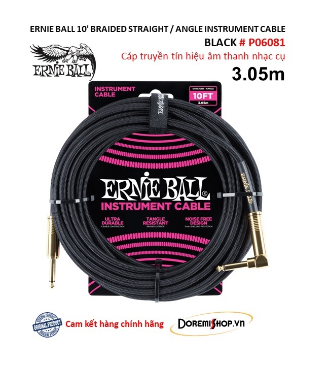 [HCM]Dây cáp tín hiệu nhạc cụ Chính Hãng Ernie Ball Guitar cables