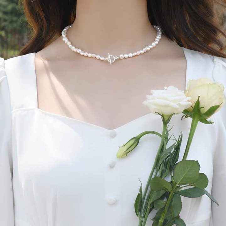 Dây chuyền choker khóa ot bạc - ngọc trai trường thịnh