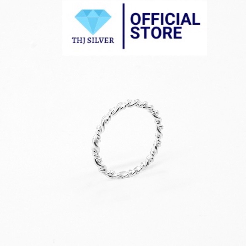 Nhẫn nữ dạng xoắn dầy dặn chuẩn bạc ta- thj sliver
