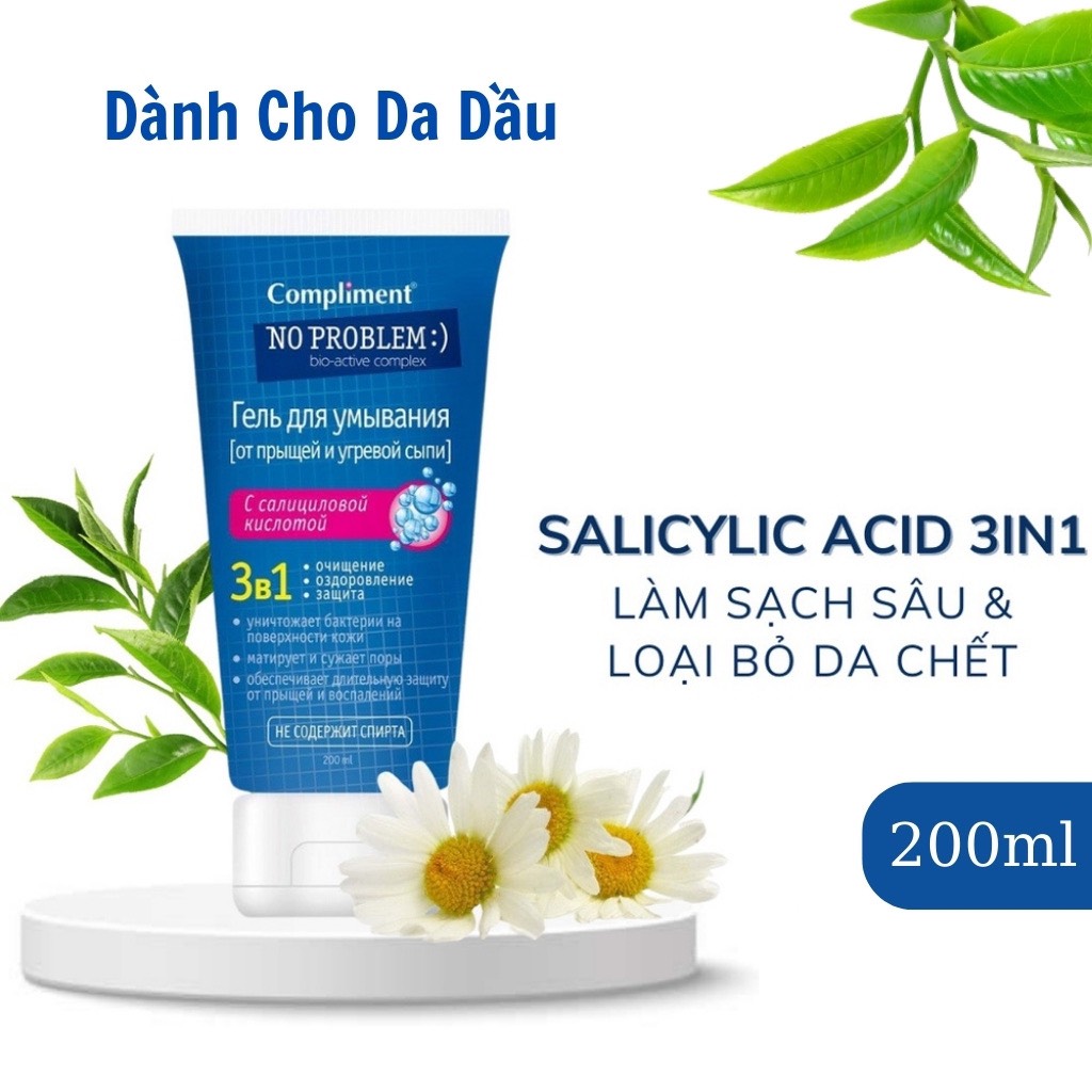 Gel Rửa Mặt Compliment No Problem - Làm Sạch Sâu, Giảm Mụn 200ml