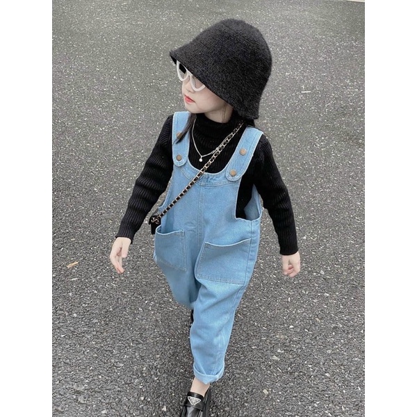 [SET BÉ GÁI] Set yếm jean xanh mã mới cho bé gái (9-19kg)