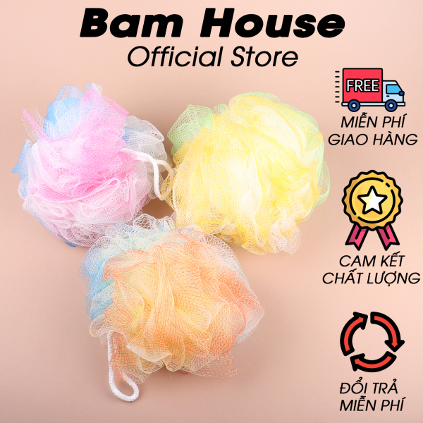 [HCM]Bông tắm tròn Bam House tạo bọt tốt cao cấp nhiều màu BTT01 – BamBam Store