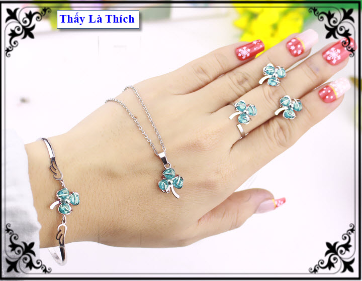 Ring stainless steel women see is like grass 3 leaves delivery stone lovely (self-autumn big small according to the finger hand)-commitment 1 Đổi 1 if Hoen, Rust