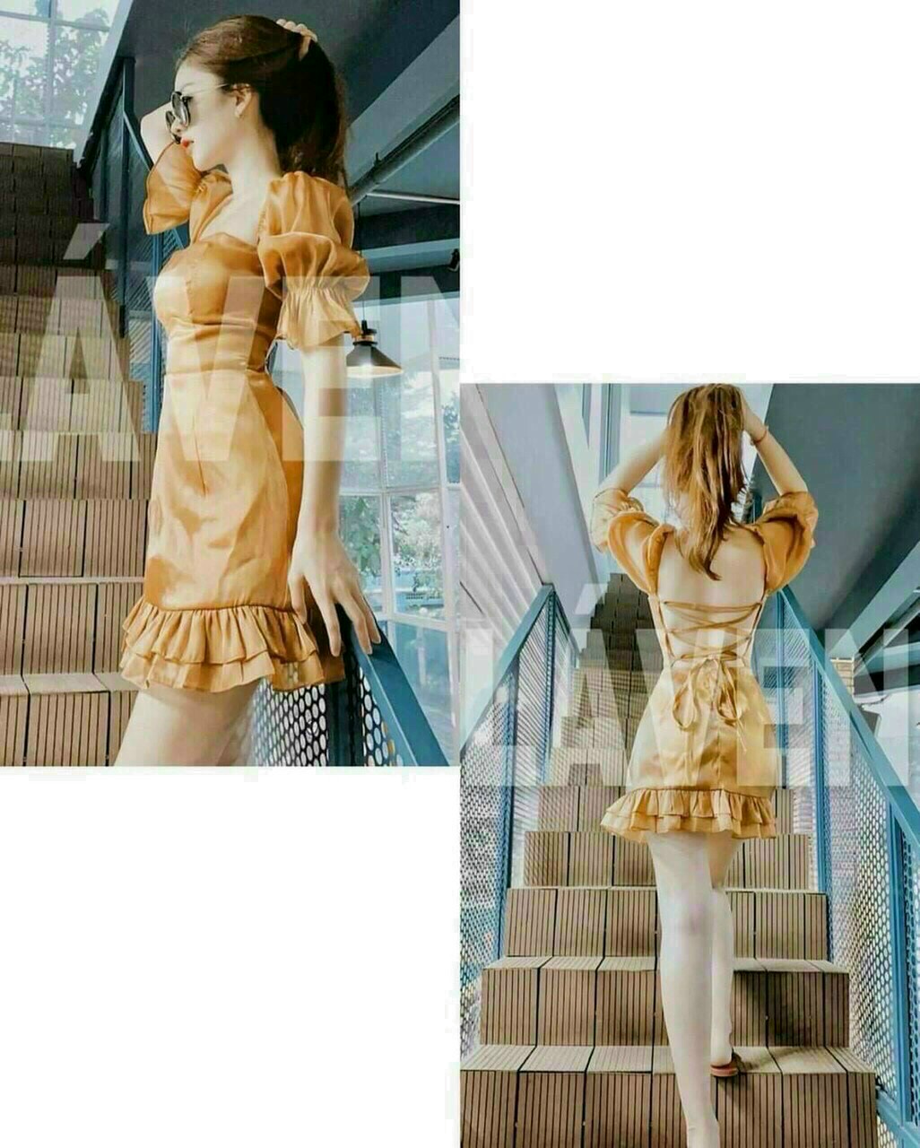 [HCM-CHUYÊN SỈ & LẺ THỜI TRANG] ĐẦM ÔM BODY TAY PHỒNG ĐAN DÂY LƯNG  CÓ MÚT NGỰC