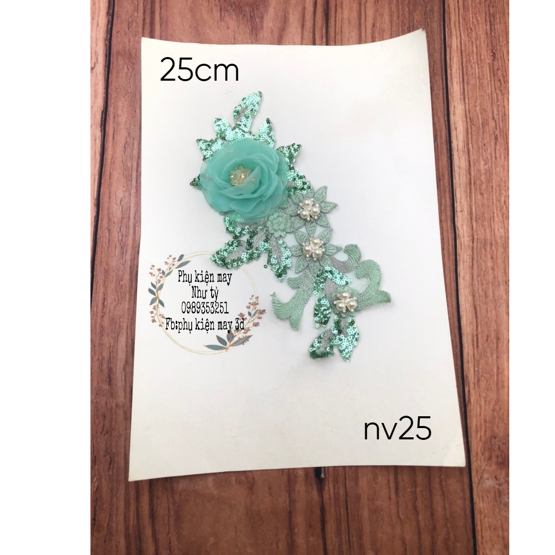 tấm ren thêu kim sa 25cm