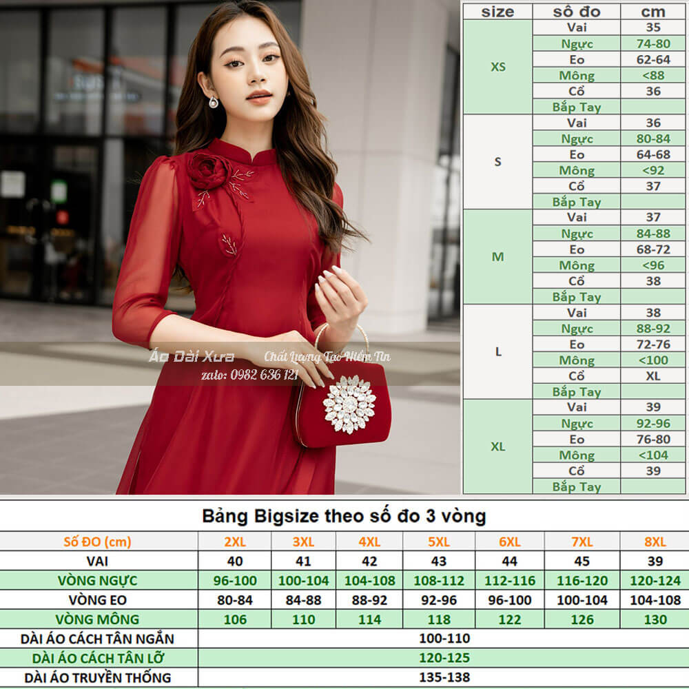 Áo Dài Cách Tân Nữ Tay Lỡ Thủ Công MA05
