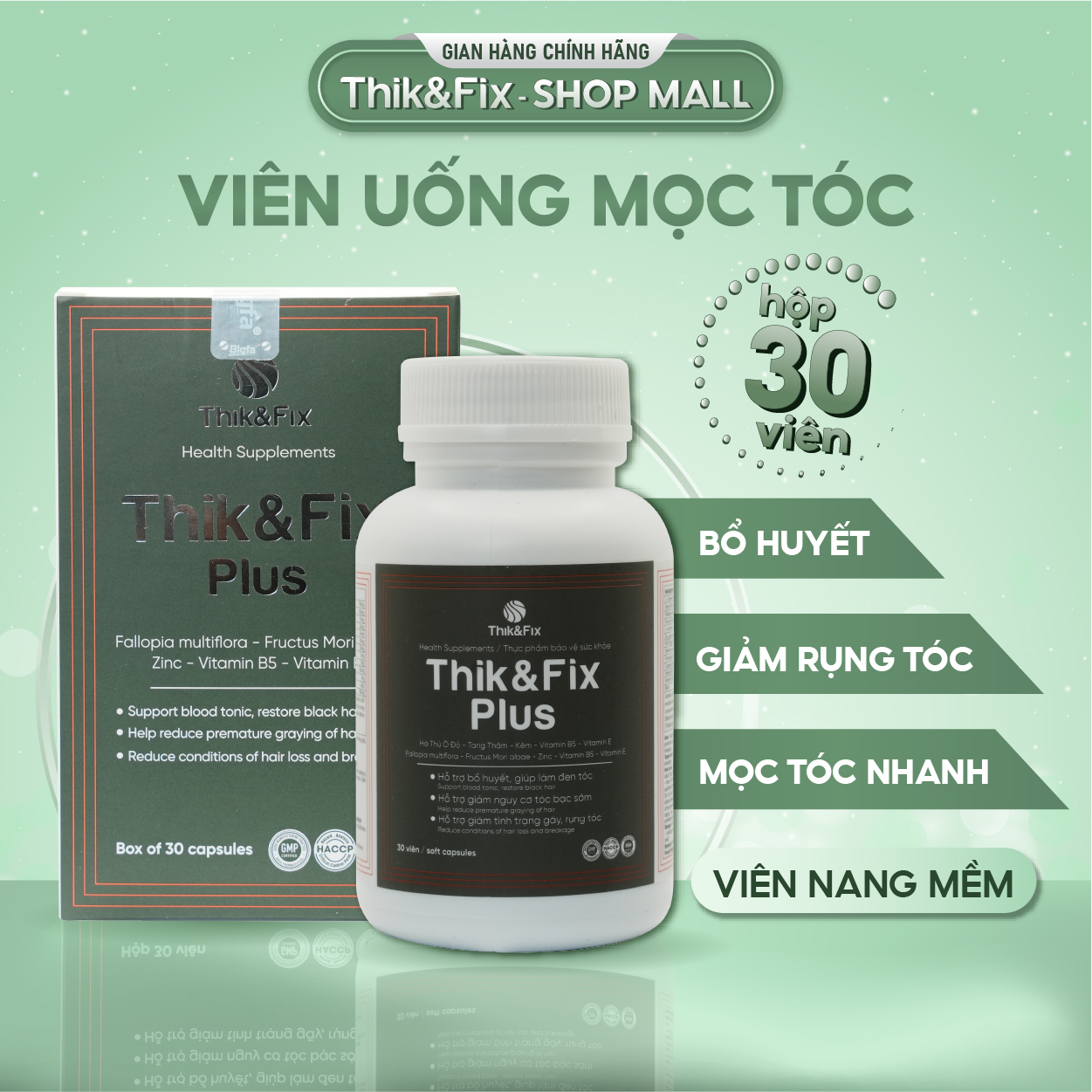 Viên uống mọc tóc thảo dược TKIK&FIX (30 viên nang/hộp)