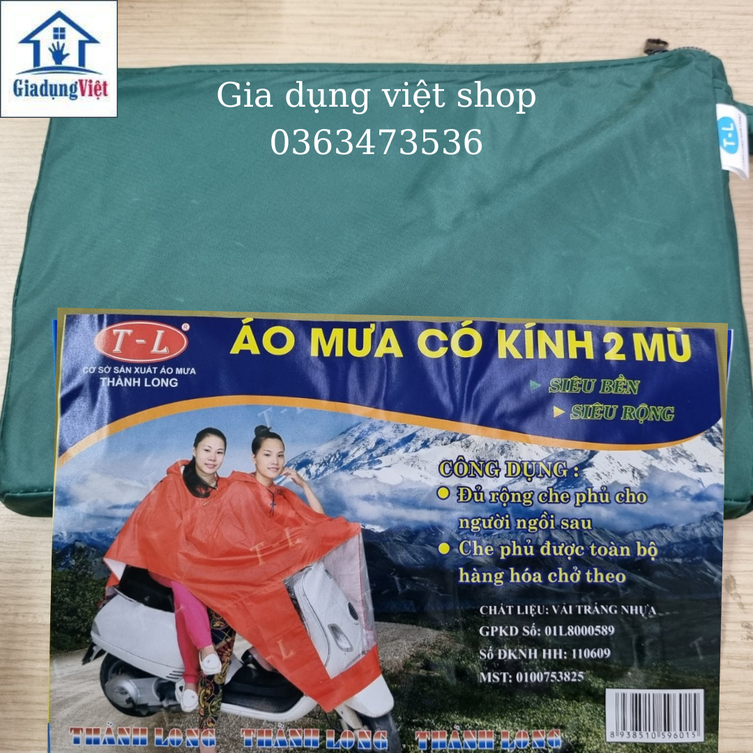 Áo Mưa Cánh Dơi 2 Mũ Vải Dù Thành Long Siêu Bền