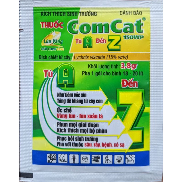 Chế phẩm ComCat 150wp . Kích thích sinh trưởng, giải độc, kích rễ. Tăng sức đề kháng cây con