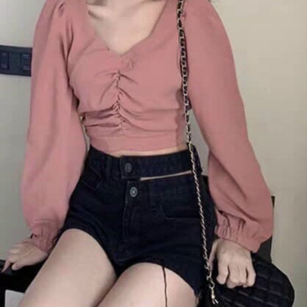 [HOÀN TIỀN 50K + ÁP MÃ GIẢM SÂU 8%] STYLE#SIÊU CƯNG BABY#ÁO BO EO CROPTOP TAY DÀI FORM 50KG