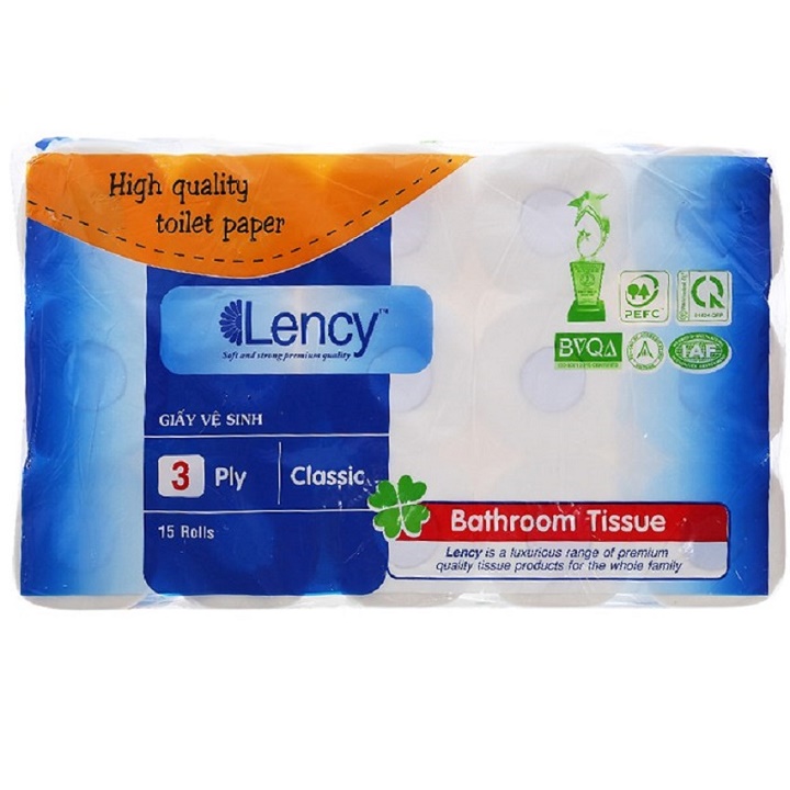 Combo 2 lốc Giấy vệ sinh Lency 15 cuộn cao cấp (3 lớp)