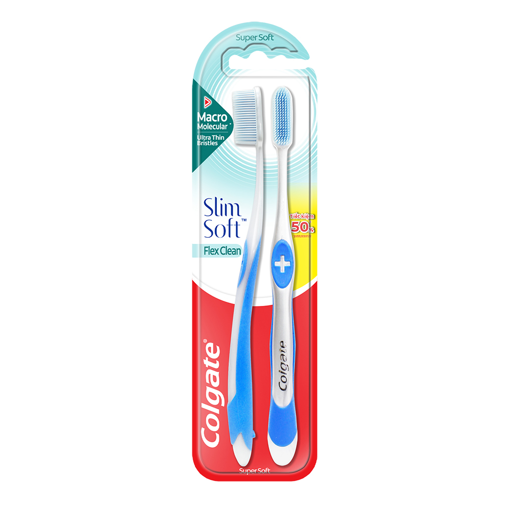 Bộ Bàn Chải Đánh Răng Colgate Flex Clean Slim Soft Twin Mềm Mại 2 Cây