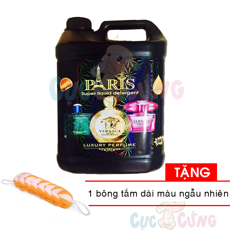 Nước giặt Paris hương nước hoa Thái Lan 5 lít (Đen) Tặng 1 bông tắm màu ngẫu nhiên - giặt xả 5in1
