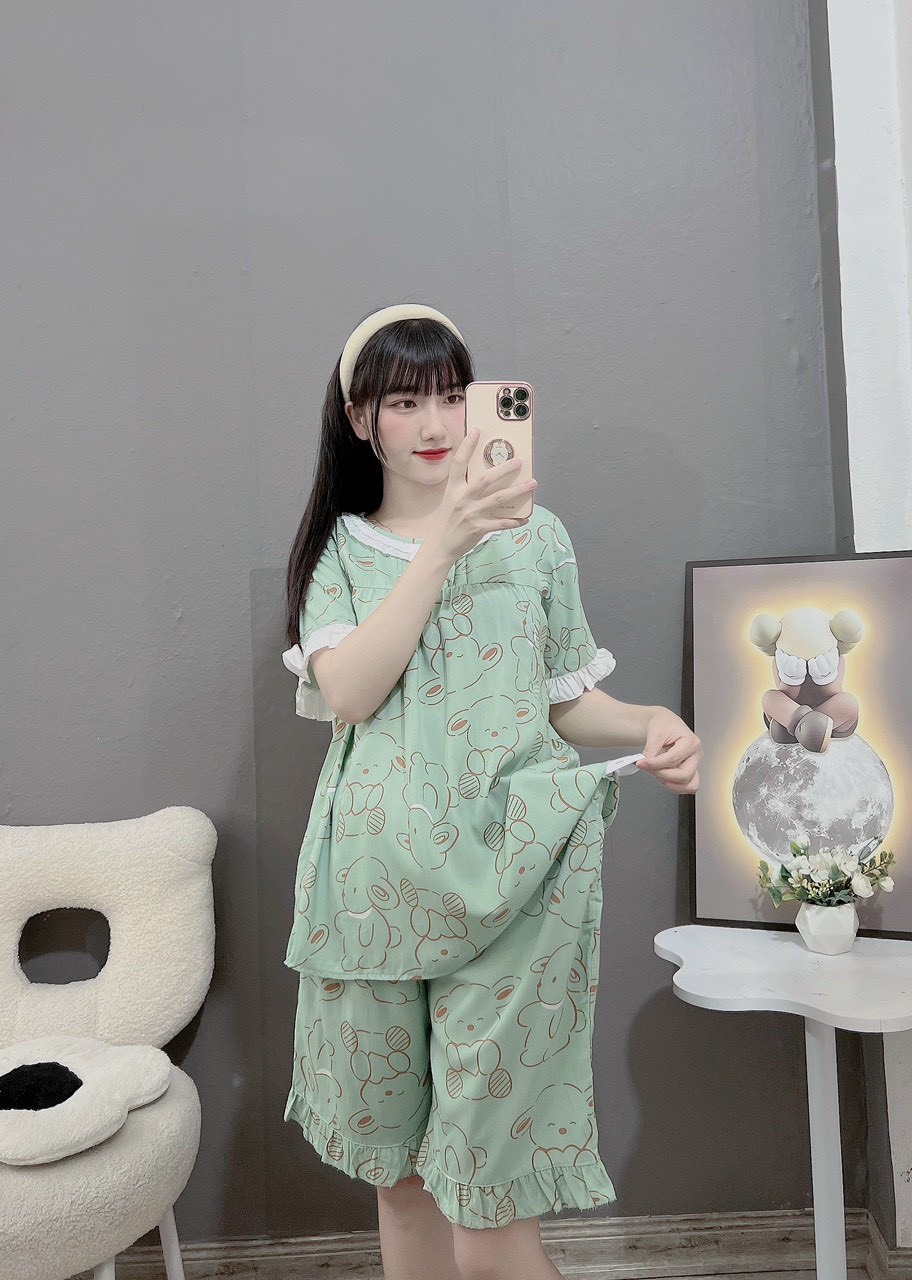 Super Cool Linen Maternity Set with Lotus Collar