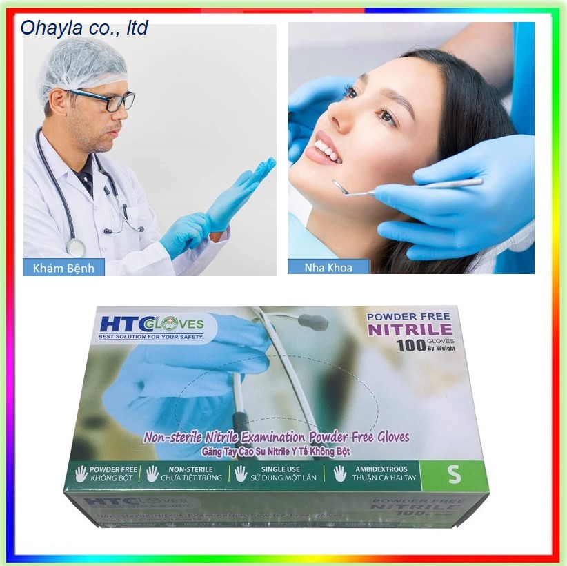 Combo 2 hộp găng tay y tế HTC không bột cao su Nitrile size S