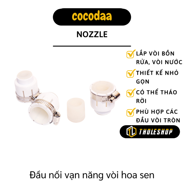 Đầu nối vòi nước, ống nước silicone - Đầu nối vòi hoa sen, nối vạn năng dùng cho vòi nước bị ren xoáy, vòi bồn rửa