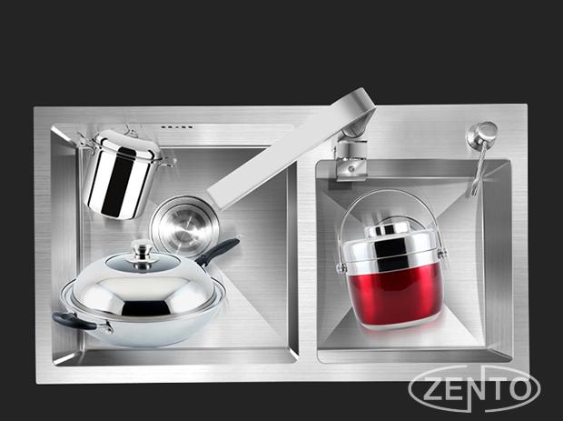 Chậu rửa bát inox 2 hố zento HD7843-304