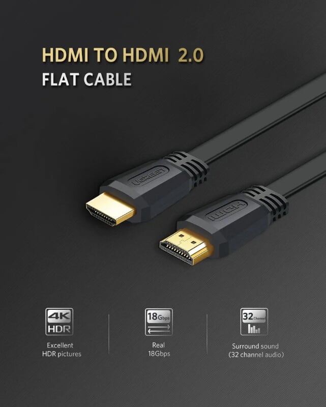 Ugreen 70159 2M Cáp tín hiệu HDMI dẹt ED015
