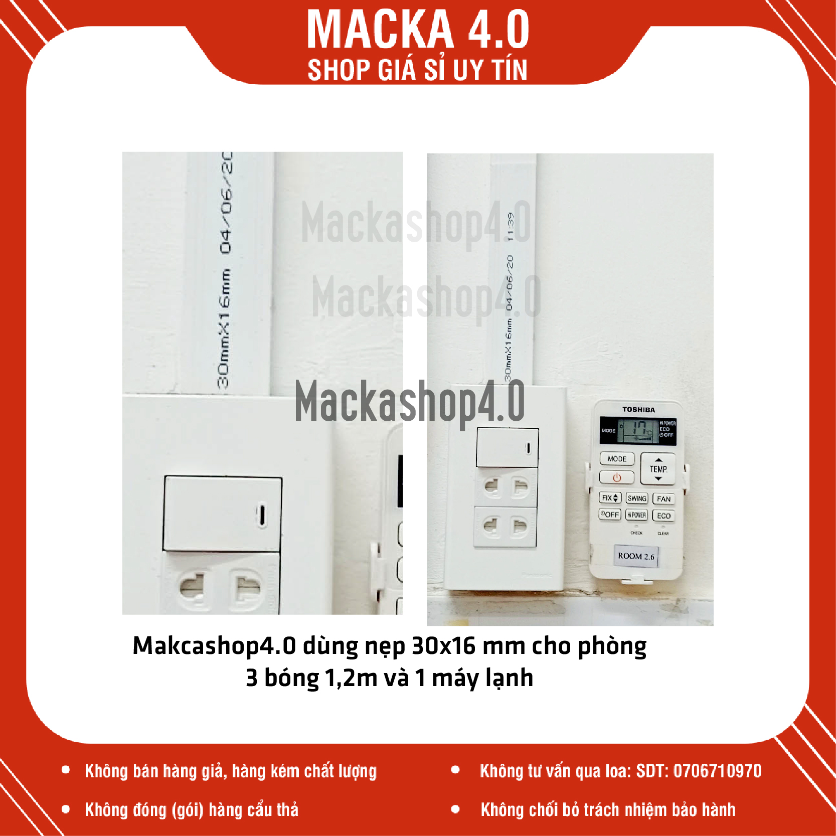 Nẹp vuông luồn dây điện Nanoco dái 1,7m đủ kích thước