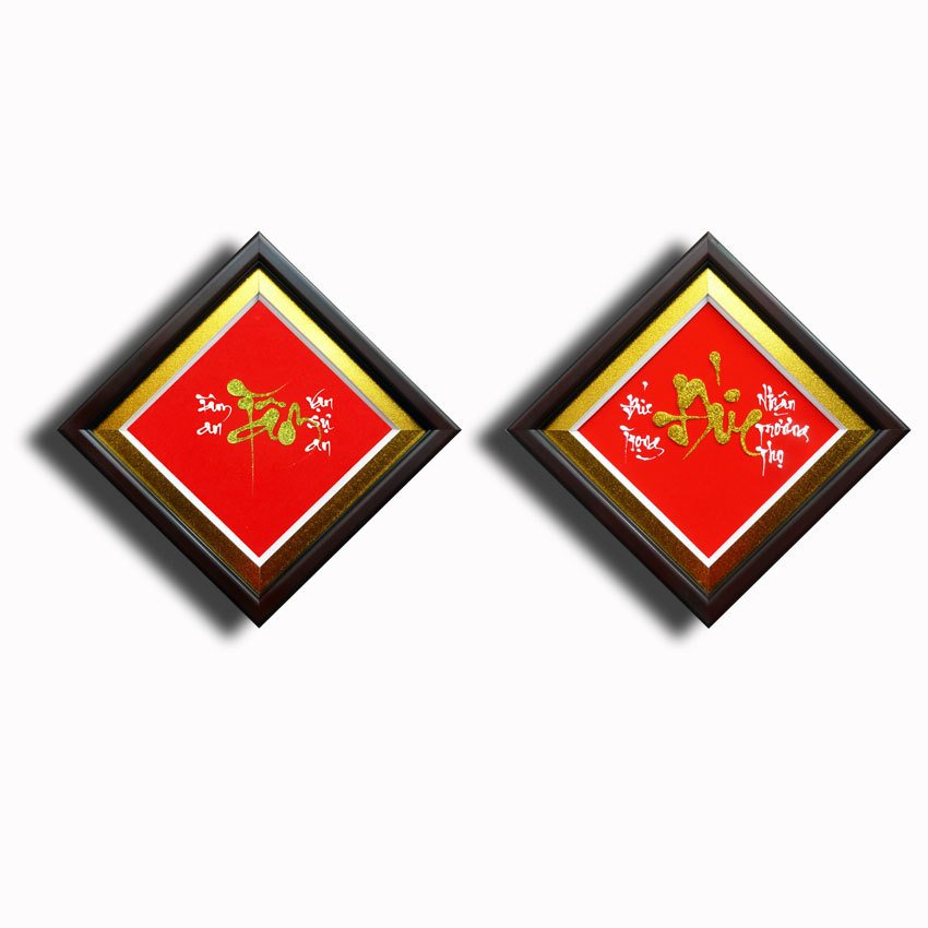 Tranh Thư Pháp - Chữ Tâm Đức - Tranh Minh Hiền (Viết và Vẽ 100% - không sử dụng in ấn)