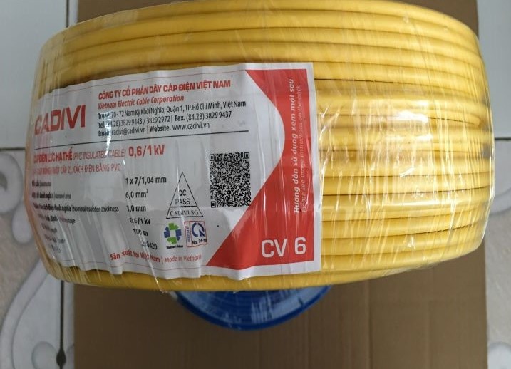 Dây điện cadivi cv6.0 đơn - cv6.0
