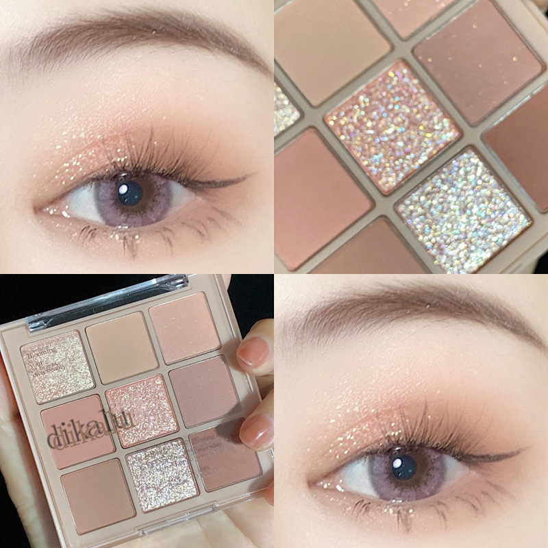Bảng mắt nhũ nội địa Trung 9 ô Dikalu Blooming Your Own Beauty, Phấn mắt 9 ô Dikalu mềm mịn thiết kế nhỏ gọn tiện lợi