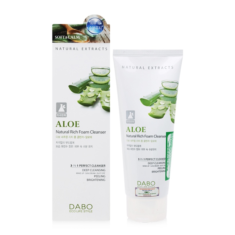 Sữa rửa mặt hàn quốc dabo lô hội cao cấp 3-in-1