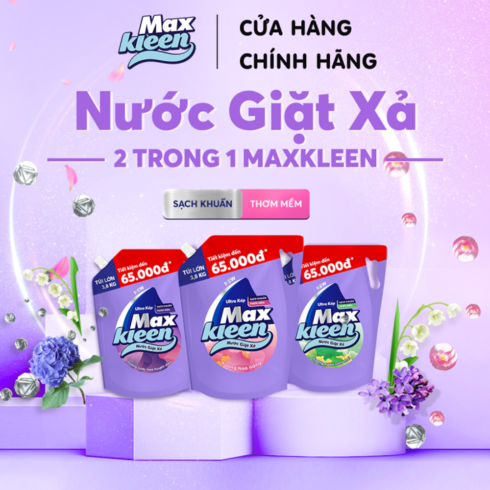 Combo 2 Túi Nước Giặt Xả MaxKleen 3.8kg
