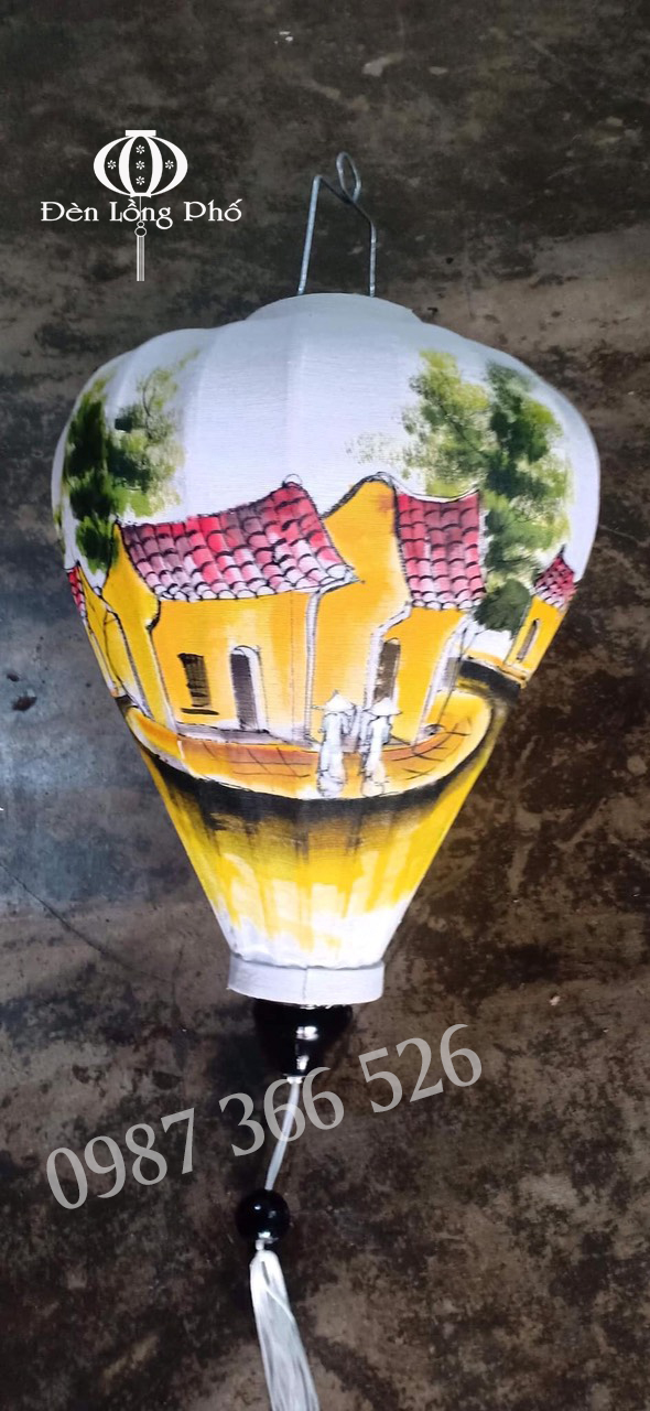 Đèn lồng Hội An vẽ phố cổ size 30 cm