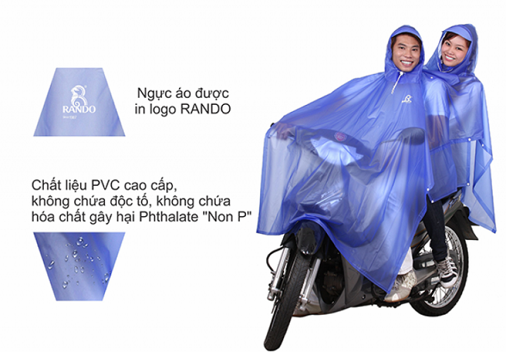 Áo Mưa Rando 2 Nón Trong Màu