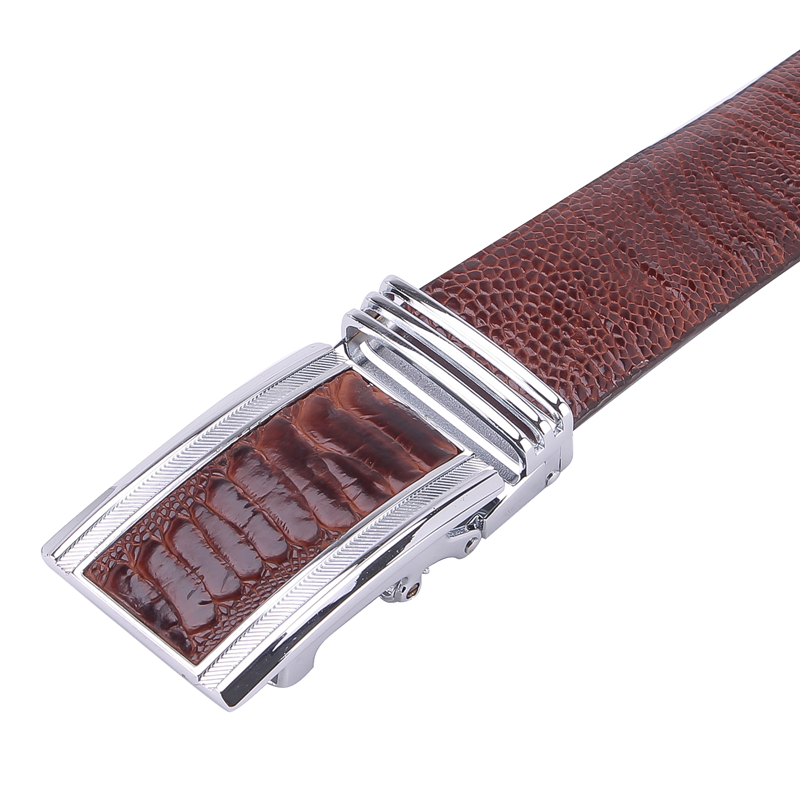 Brown assorted ostrich leather men's belt