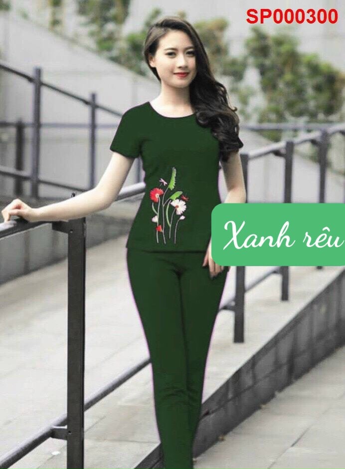 Đồ bộ thun cát hàn thêu hoa cúc 300