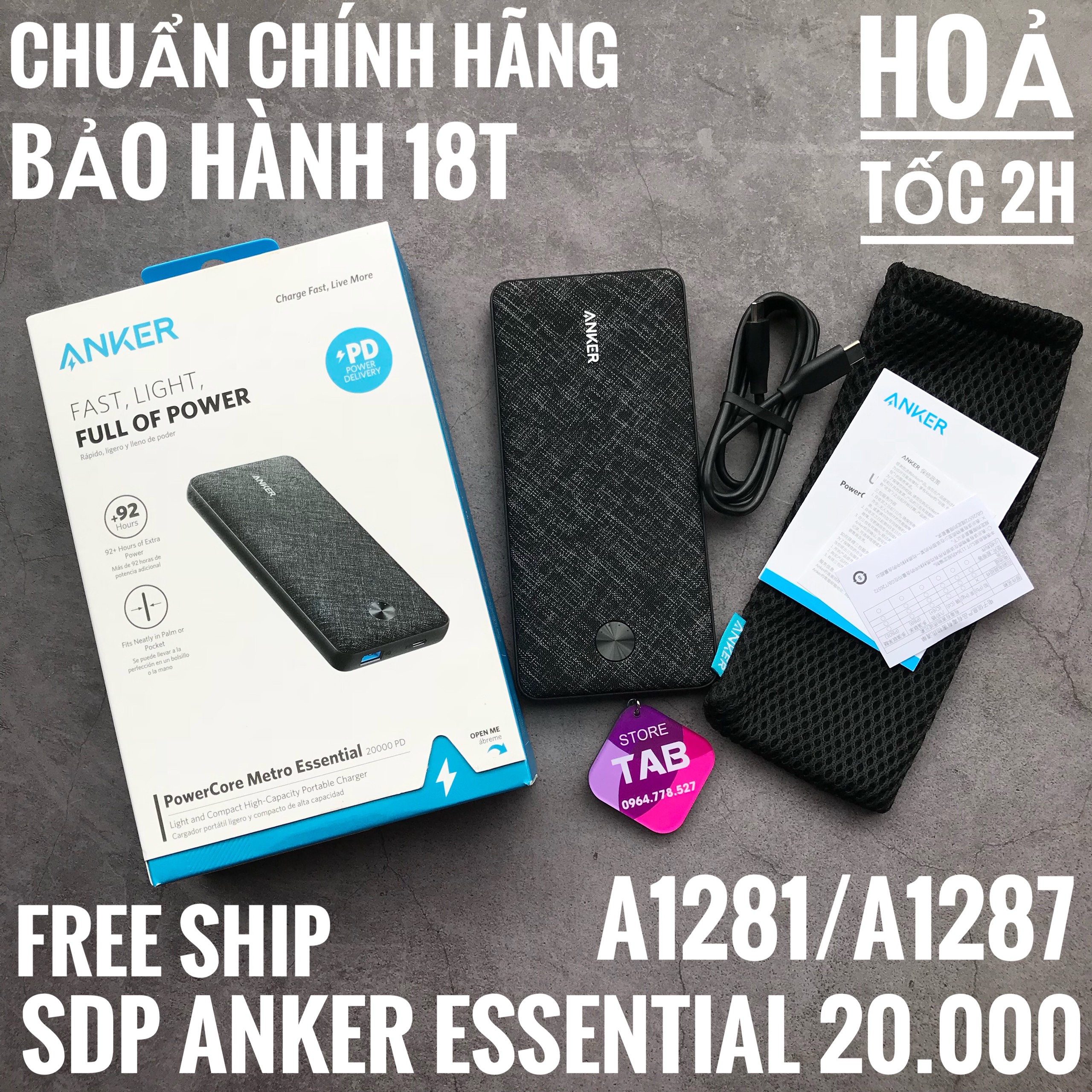 Sạc Dự Phòng Anker PowerCore Metro Essential 20.000 Pd A1281 A1287 (Bảo Hành 18T)