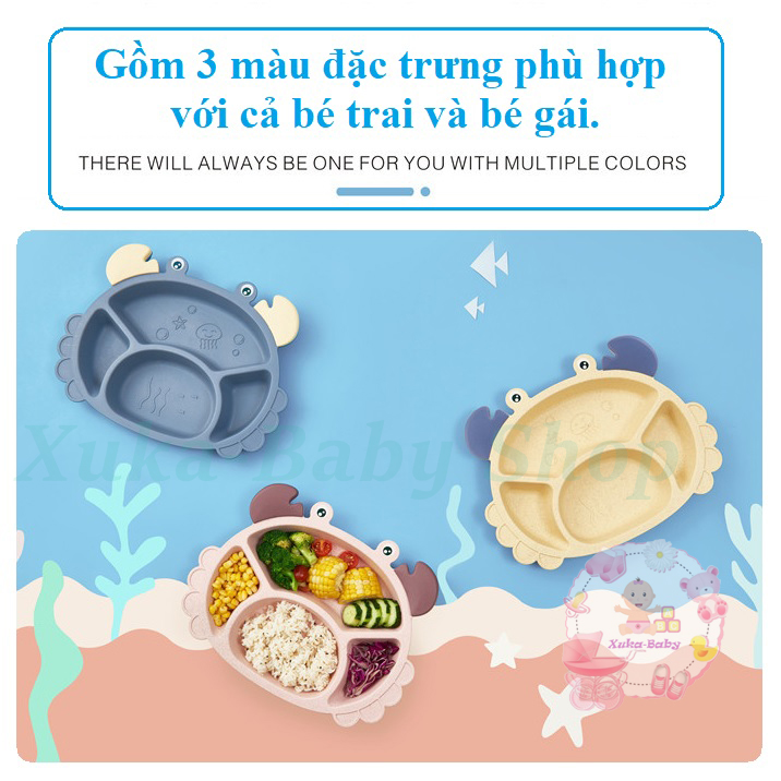Bộ khay lúa mạch hình con cua cho bé tập ăn dặm