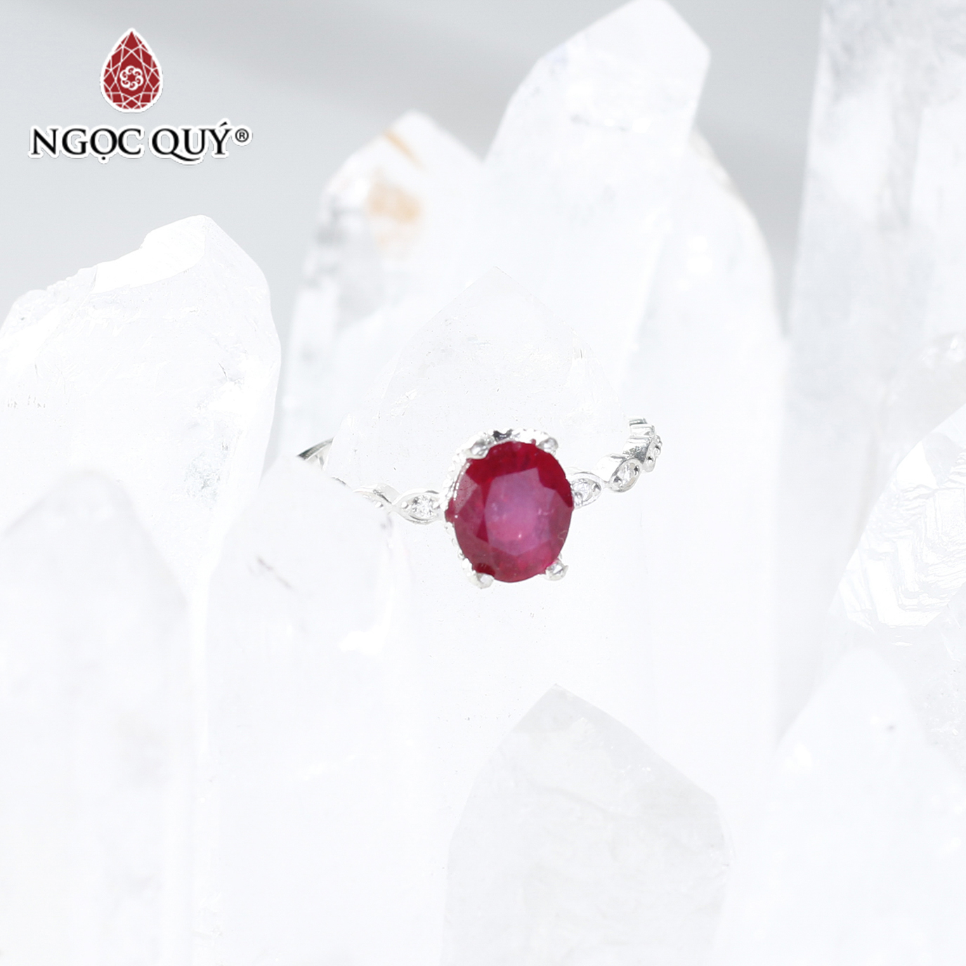 Nhẫn bạc nữ đá Ruby mệnh hỏa thổ - Ngọc Qúy Gemstones