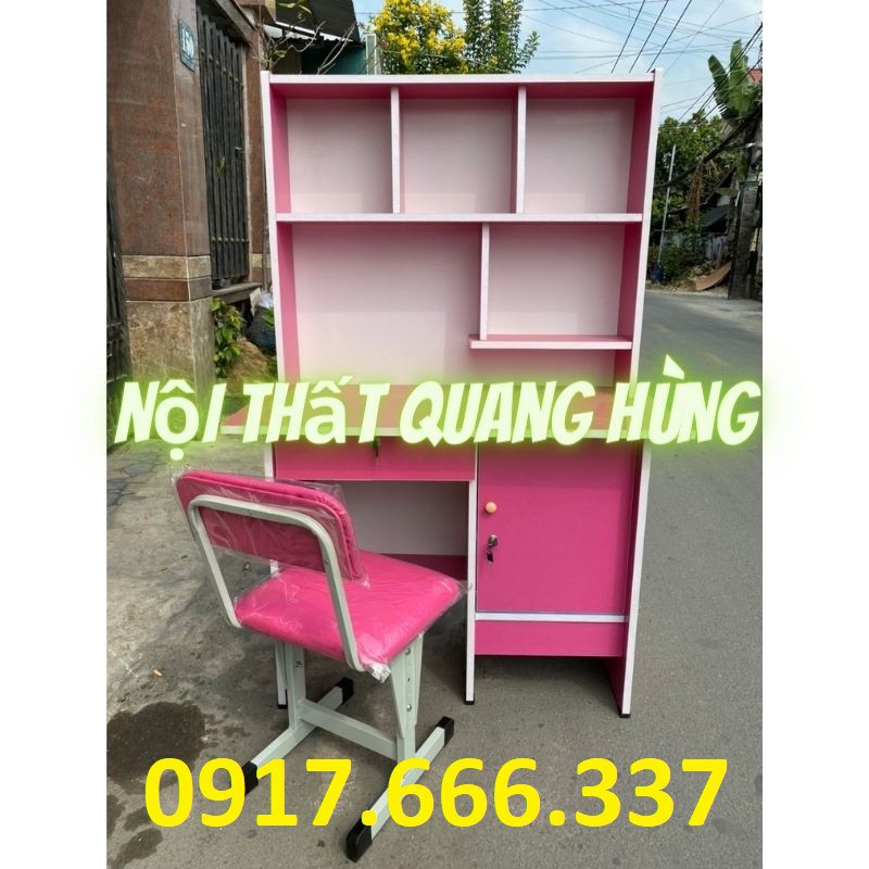 Combo bộ bàn ghế học sinh màu hồng ngang 1m - tặng kèm hình dán cho bé - GIAO TRONG NGÀY HCM