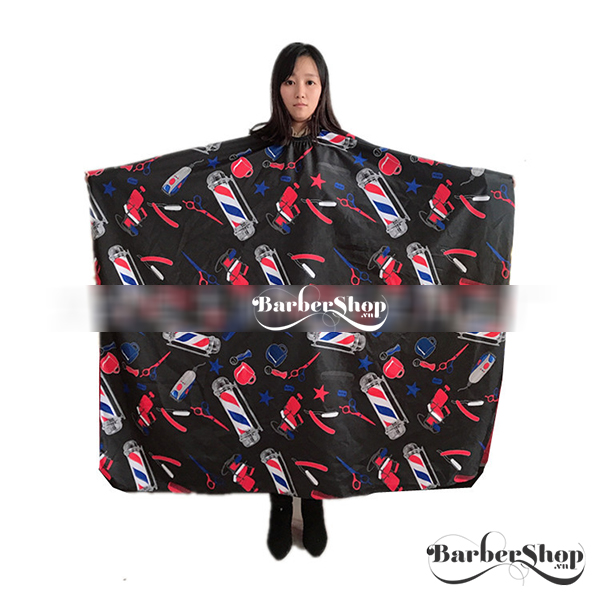 Áo Choàng Sọc Họa Tiết Đèn Barber Đen