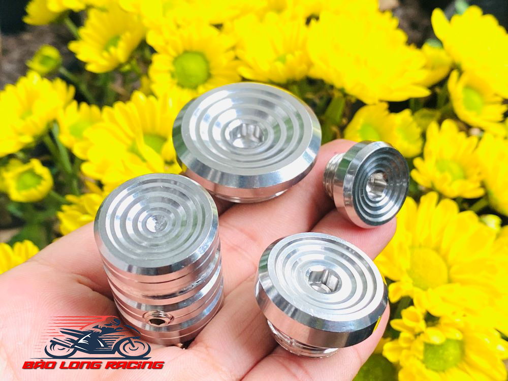 Combo 4 món ốc mâm lửa,Chụp giò đạp,ốc nắp nhớt INOX 304 mẫu THÁI gắn xe máy Sirius,Exciter,Wave,Dream,Winner....