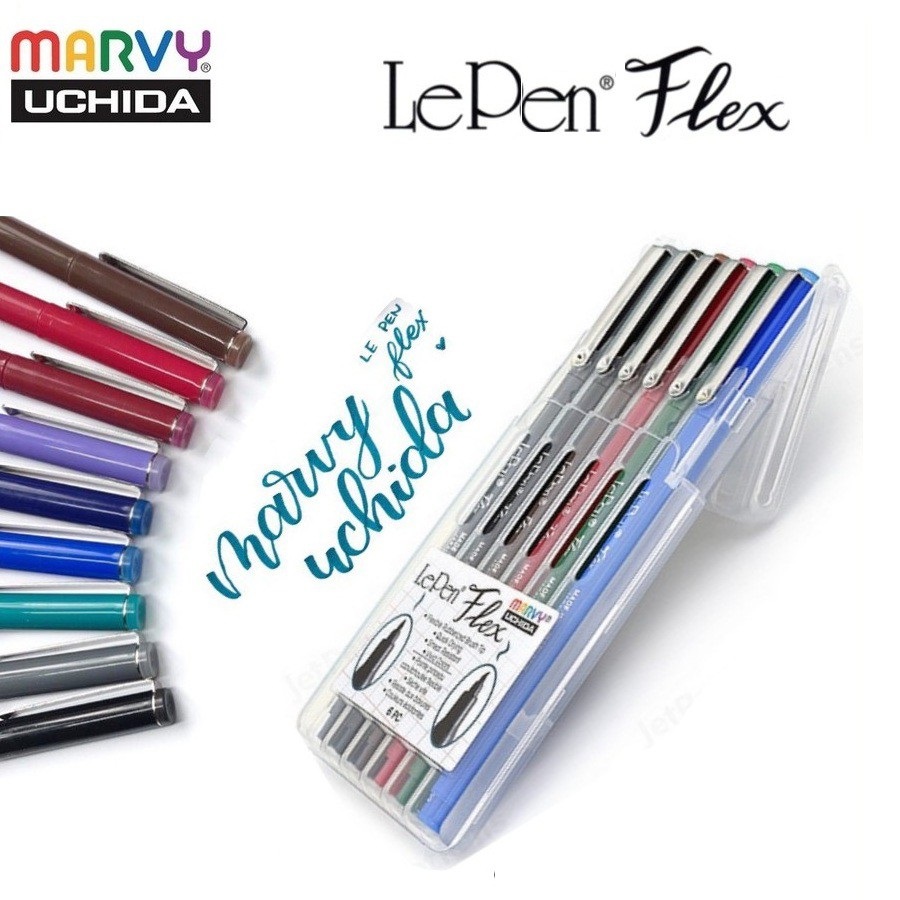 [HCM]BỘ 6 BÚT THƯ PHÁP LEPEN FLEX ĐẦU BRUSH MARVY 4800