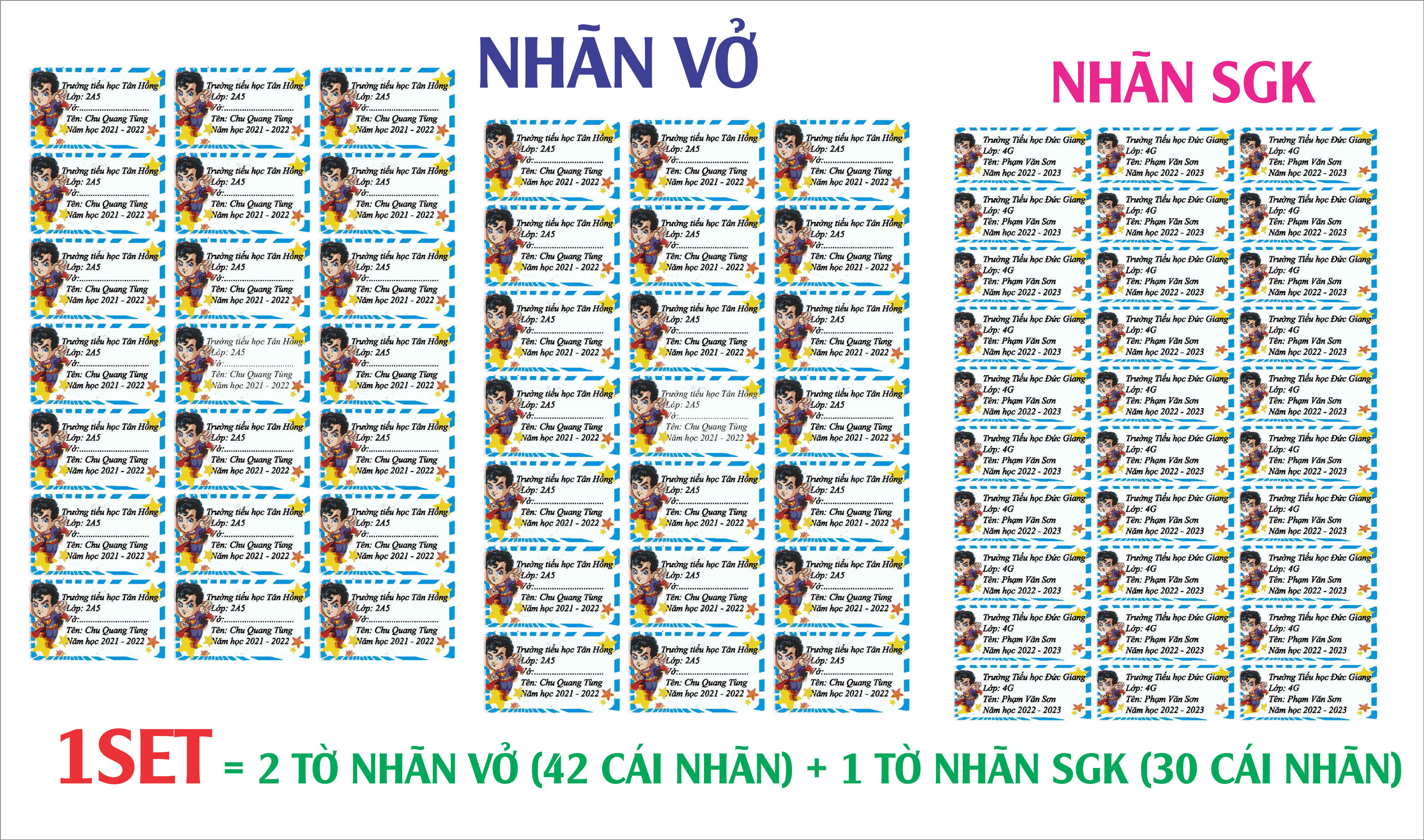 1 Set Nhãn vở in theo yêu cầu