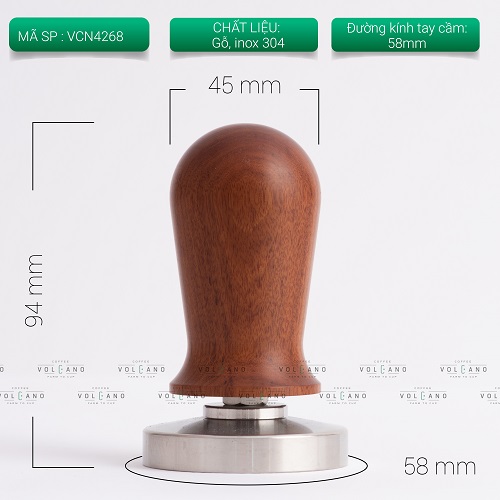 Tamper lò xo nén cà phê esspresso cán gổ