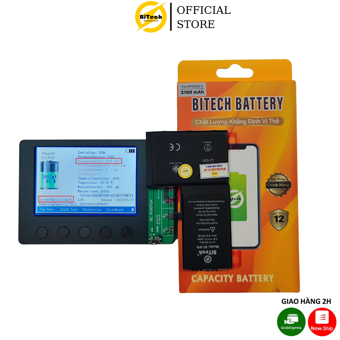 Pin điện thoại dung lượng cao BITECH BT-X ( dung lượng 3100 mAh )(Tặng bộ vít mở + Seal dán pin)
