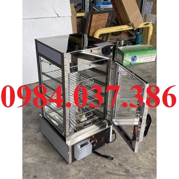 Tủ bánh bao, tủ kính hấp nóng trưng bày bánh bao 5 tầng