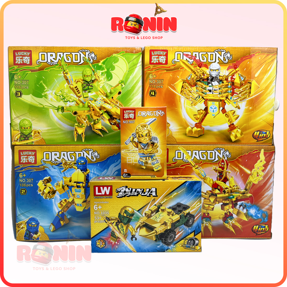 Đồ Chơi Lắp Ráp Lego Ninjago : Combo Lắp Ráp Robot Ninja Gold 4in1
