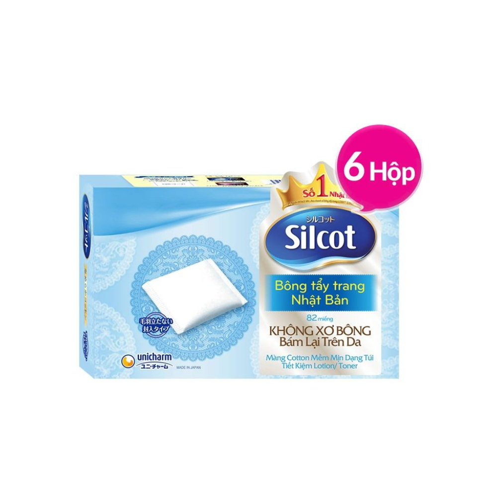 Combo 6 Hộp bông trang điểm (Bông tẩy trang) Silcot 82 miếng/hộp