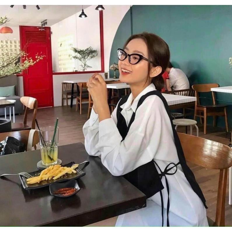 [FREESHIP] Sét áo sơ mi phối gile đen dây buộc T