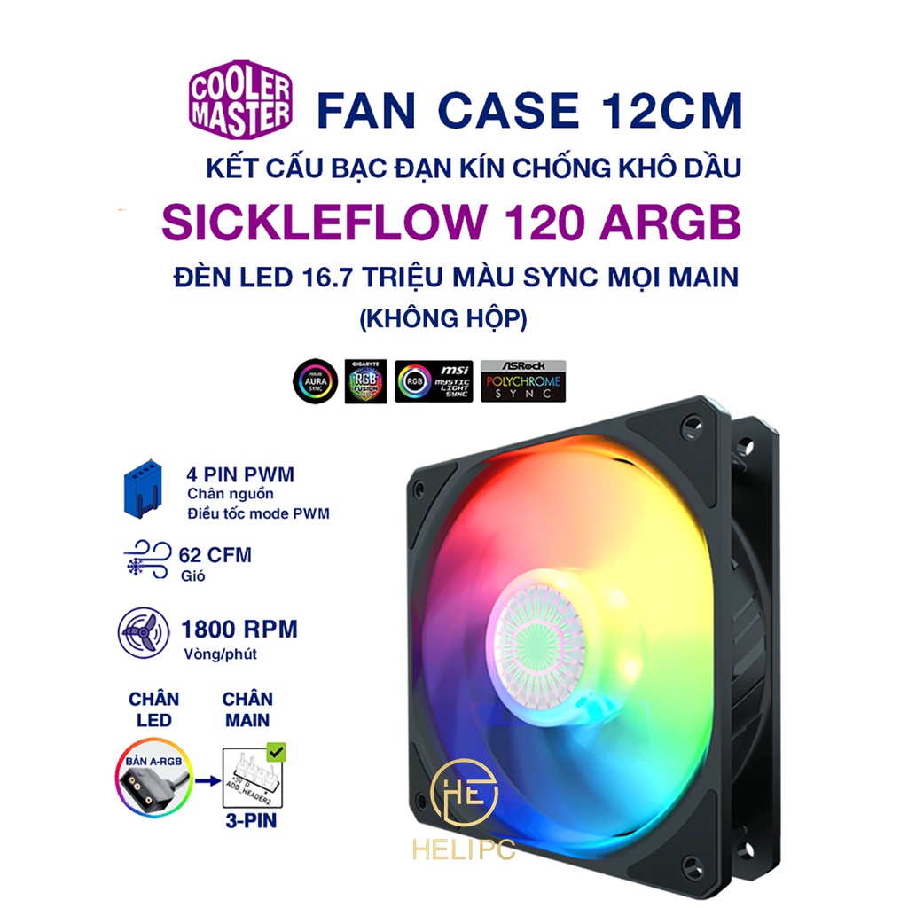 Quạt fan case 12cm cooler master sf120r rgb - fan cooler master masterfan sf120r rgb