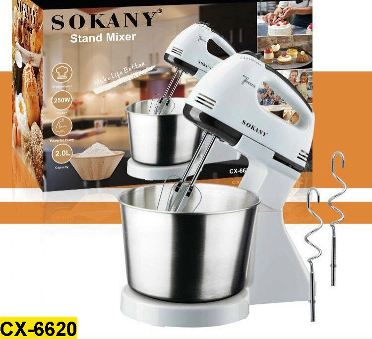 [ Xả Kho - Thanh Lý 50% ] Máy Đánh Trứng, Trộn Bột Làm Bánh Kèm Chậu 2 Lit Siêu Khỏe, 7 Tốc Độ, Vỏ Inox Sáng Bóng, Dễ Dàng Vệ Sinh, Máy Đánh Trứng Cầm Tay Sokany CX-6620 Công Suất 250W Hàng Phân Phối Chính Hãng - Bảo Hành 12 Tháng